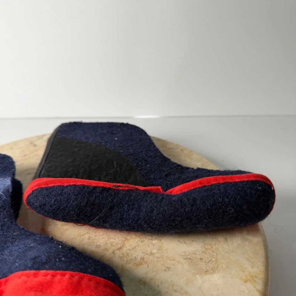 Kaufman Wool Blend Boot Liners Kids Size 9 Navy Blue Red Trim Made in Canada